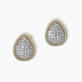 102393, 14K GOLD PLATED, TEARDROP MICRO PAVE CUBIC ZIRCONIA CLIP ON EARRING