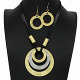 102398, ROUND GEOMETRIC METAL NECKLACE