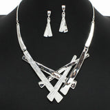 102403, HAMMERED GEOMETRIC METAL NECKLACE