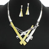 102403, HAMMERED GEOMETRIC METAL NECKLACE