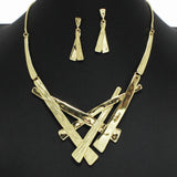 102403, HAMMERED GEOMETRIC METAL NECKLACE