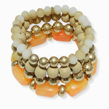 102404, CELLULOID ACETATE MULTI LAYERED BEADED STRETCH BRACELET