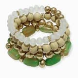 102404, CELLULOID ACETATE MULTI LAYERED BEADED STRETCH BRACELET