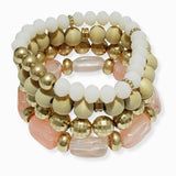 102404, CELLULOID ACETATE MULTI LAYERED BEADED STRETCH BRACELET