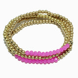 102406, MULTI LAYERED BALL BEADED STRETCH BRACELET