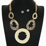 102408, GEOMETRIC CRYSTAL RHINESTONE ACCENT METAL NECKLACE