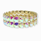102415, DOUBLE LINE ROUND CONE RHINESTONE STRETCH BRACELET