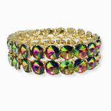 102415, DOUBLE LINE ROUND CONE RHINESTONE STRETCH BRACELET