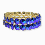 102415, DOUBLE LINE ROUND CONE RHINESTONE STRETCH BRACELET