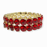 102415, DOUBLE LINE ROUND CONE RHINESTONE STRETCH BRACELET