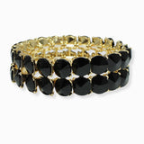 102415, DOUBLE LINE ROUND CONE RHINESTONE STRETCH BRACELET