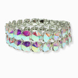 102415, DOUBLE LINE ROUND CONE RHINESTONE STRETCH BRACELET
