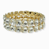 102415, DOUBLE LINE ROUND CONE RHINESTONE STRETCH BRACELET