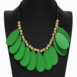 102409, WOOD GEOMETRIC CHARM WITH BEADED NECKLACE