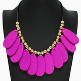 102409, WOOD GEOMETRIC CHARM WITH BEADED NECKLACE