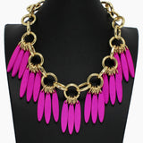 102427, WOOD MULTI CHARM STATEMENT NECKLACE