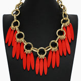102427, WOOD MULTI CHARM STATEMENT NECKLACE