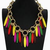 102427, WOOD MULTI CHARM STATEMENT NECKLACE