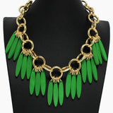 102427, WOOD MULTI CHARM STATEMENT NECKLACE