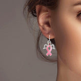 102434, PINK RIBBON ENAMEL DANGLE EARRING