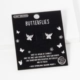 102437, GOLD DIPPED, BUTTERFLY CUBIC ZIRCONIA STUD EARRING/925 STERLING SILVER POST