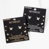 102437, GOLD DIPPED, BUTTERFLY CUBIC ZIRCONIA STUD EARRING/925 STERLING SILVER POST