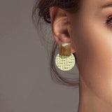 102446, GEOMETRIC WOOD EARRING