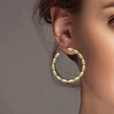 102448, OVAL ACCENT ROUND HOOP EARRING