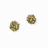 102449, BRASS TEXTURED BALL BEADED STUD EARRING