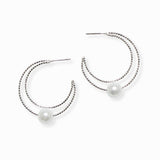 102453, BRASS PEARL ACCENT CUTOUT HOOP EARRING