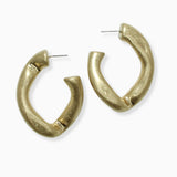 102461, LIGHTWEIGHT CURVED THICK METAL HOOP EARRING