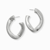 102461, LIGHTWEIGHT CURVED THICK METAL HOOP EARRING