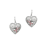102490, "HOPE" PINK RIBBON HEART DANGLE EARRING