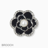 102517, FLOWER ENAMEL PEARL PIN BROOCH