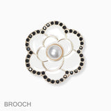 102517, FLOWER ENAMEL PEARL PIN BROOCH