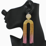 102529, ARCH CRYSTAL RHINESTONE DANGLE EARRING