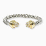 102533, CUBIC ZIRCONIA BALL DESIGNER INSPIRED CABLE CUFF BRACELET