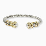 102534, PEARL ACCENT DESIGNER INSPIRED CABLE CUFF BRACELET