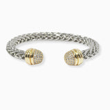 102535, CUBIC ZIRCONIA BALL DESIGNER INSPIRED CABLE CUFF BRACELET