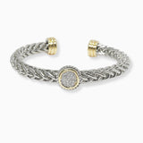 102537, ROUND MICRO PAVE CUBIC ZIRCONIA DESIGNER INSPIRED CABLE CUFF BRACELET