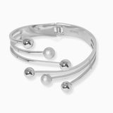 102545, BALL ACCENT STAINLESS STEEL HINGED BANGLE BRACELET