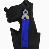 102549, CRYSTAL RHINESTONE ACCENT LONG TASSEL DROP EARRING