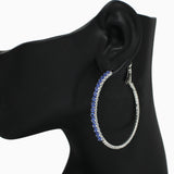 102550, 50MM PAVE CUBIC ZIRCONIA ACCENT ROUND HOOP EARRING