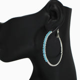 102550, 50MM PAVE CUBIC ZIRCONIA ACCENT ROUND HOOP EARRING