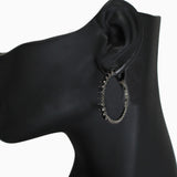 102551, 30MM PAVE CUBIC ZIRCONIA ACCENT ROUND HOOP EARRING