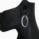 102551, 30MM PAVE CUBIC ZIRCONIA ACCENT ROUND HOOP EARRING