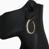 102551, 30MM PAVE CUBIC ZIRCONIA ACCENT ROUND HOOP EARRING