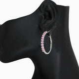 102551, 30MM PAVE CUBIC ZIRCONIA ACCENT ROUND HOOP EARRING