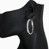 102551, 30MM PAVE CUBIC ZIRCONIA ACCENT ROUND HOOP EARRING