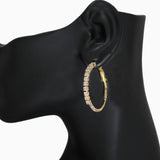 102551, 30MM PAVE CUBIC ZIRCONIA ACCENT ROUND HOOP EARRING